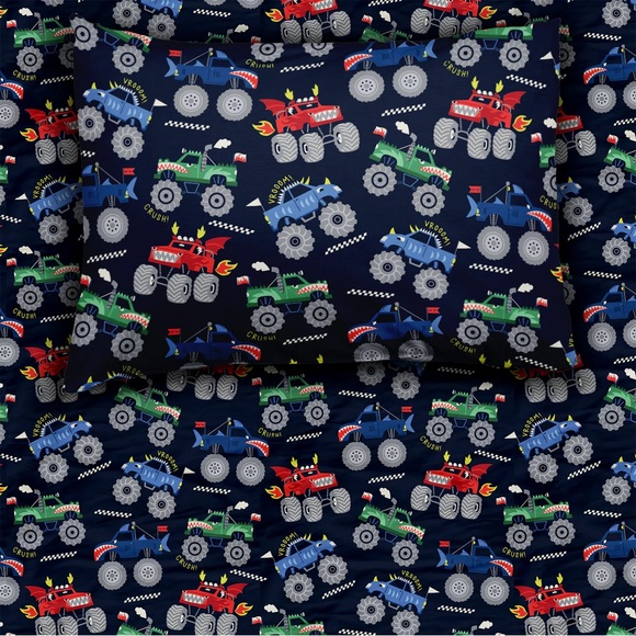 Little Sleepies Other - Little Sleepies NIB -Monster Truck Madness Twin Sheet